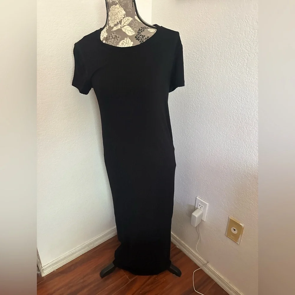Free People FP Beach Scoop Neck Bodycon Black Maxi Dress- Size M